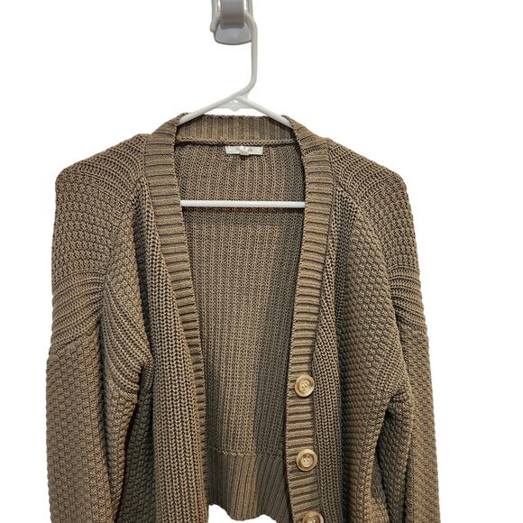 Maurices Sage Green Cropped Chunky Knit Button Front Cardigan Sweater Small - Picture 2 of 7